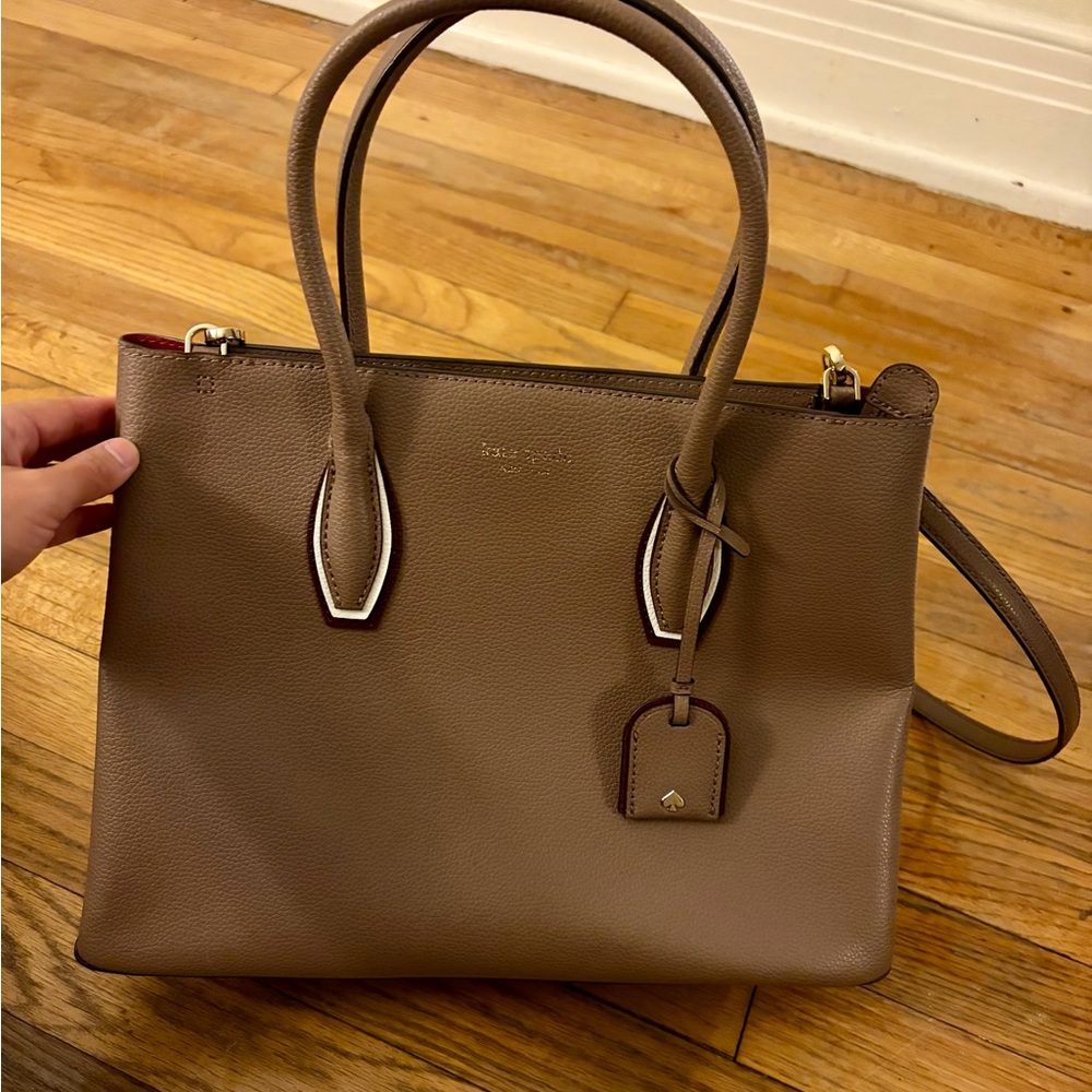 kate spade Taupe Leather Crossbody Tote